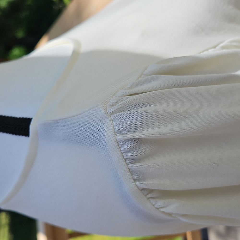 Simply Vera 3/4 Sleeve Cream Balloon Sleeves Elastic Waist Vera Wang Size L - Picture 5 of 11